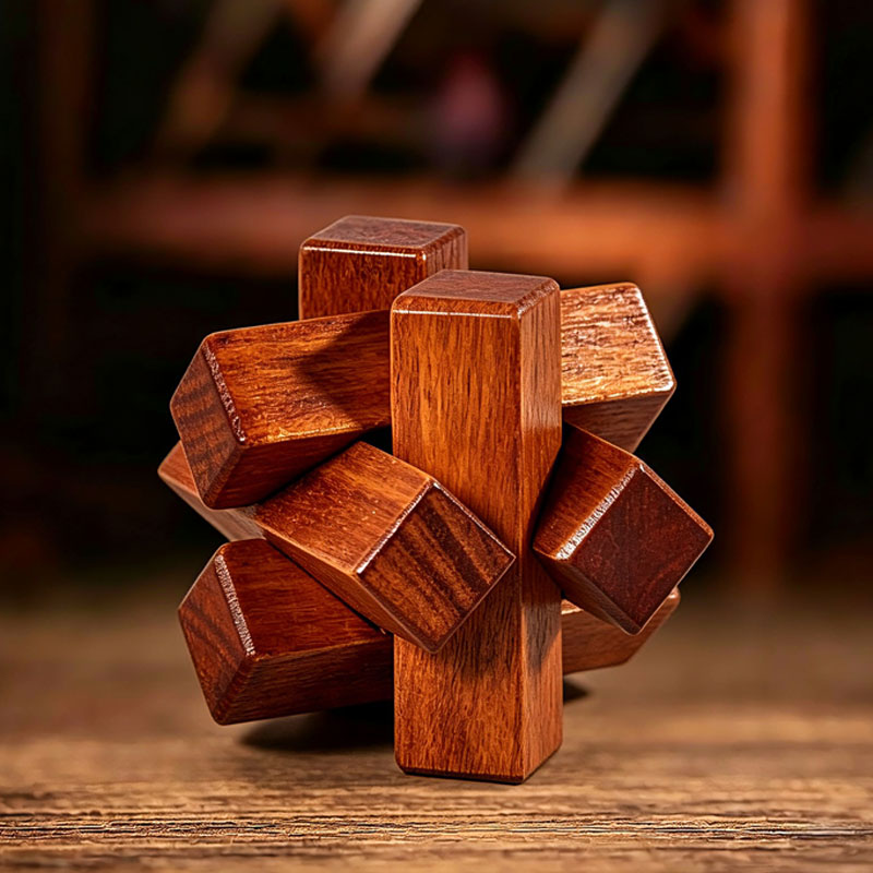 Wooden Puzzle Kids - Drewniana układanka z węzłami, trening IQ,