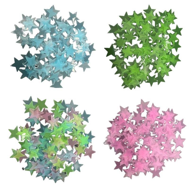 Glow In Dark Stars - Opakowanie 100 świecących naklejek 3D gwiazdami