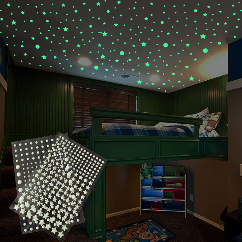Glow In Dark Stars - 202 sztuk / zestaw 3D Bubble