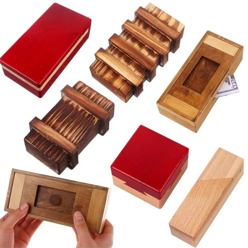 Wooden Puzzle Kids - Drewniane pudełko z puzzlami z ukrytą